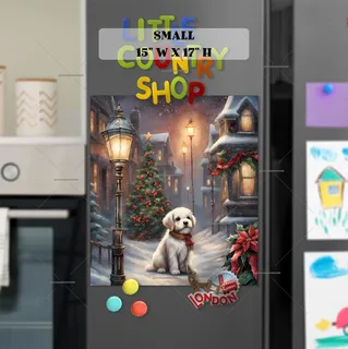 Preview of Puppy on the Snowy Street magnet in Small size.