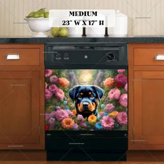 Preview of Cute Rottweiler Puppy in the Garden magnet in Medium size.