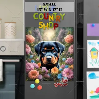 Preview of Cute Rottweiler Puppy in the Garden magnet in Small size.