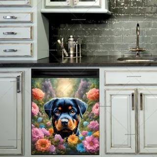 Preview of Cute Rottweiler Puppy in the Garden magnet.