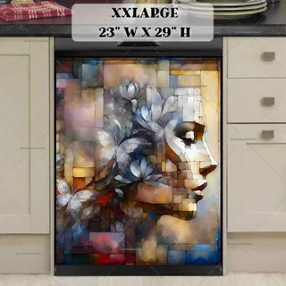 Preview of Abstract Stained Glass Woman Portrait magnet in XX Large size.