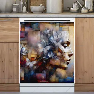 Preview of Abstract Stained Glass Woman Portrait magnet.