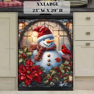 Preview of Stained Glass Snowman and Cardinal magnet in XX Large size.