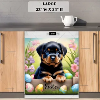 Preview of Cute Easter Rottweiler Puppy magnet in Large size.