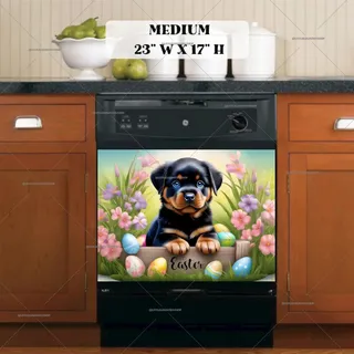 Preview of Cute Easter Rottweiler Puppy magnet in Medium size.