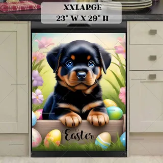 Preview of Cute Easter Rottweiler Puppy magnet in XX Large size.