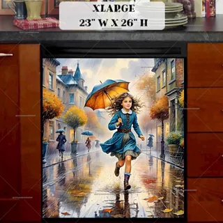 Preview of Victorian Girl in the Rain magnet in Extra Large size.