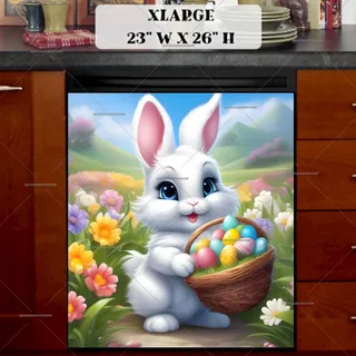 Preview of Easter Bunny and a Basket with Eggs magnet in Extra Large size.