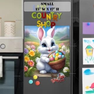 Preview of Easter Bunny and a Basket with Eggs magnet in Small size.