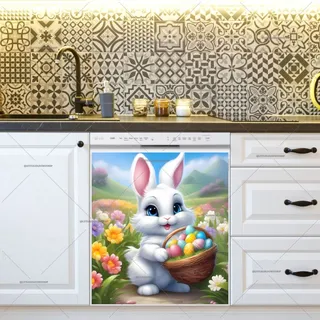 Preview of Easter Bunny and a Basket with Eggs magnet.