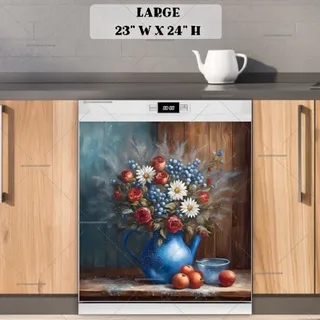 Preview of Blue Teapot with Flowers and Fruit magnet in Large size.