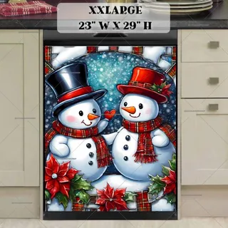 Preview of Two Stained Glass Snowman magnet in XX Large size.