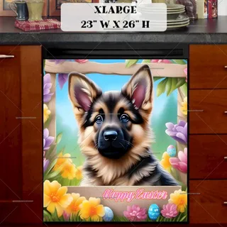 Preview of Easter German Shepherd Puppy magnet in Extra Large size.