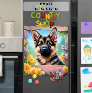 Preview of Easter German Shepherd Puppy magnet in Small size.