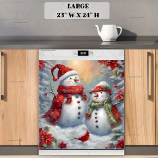 Preview of Woodland Snowman Couple magnet in Large size.