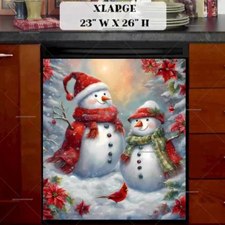 Preview of Woodland Snowman Couple magnet in Extra Large size.