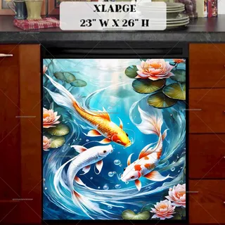 Preview of Koi Fish and Lotuses in the Pond magnet in Extra Large size.