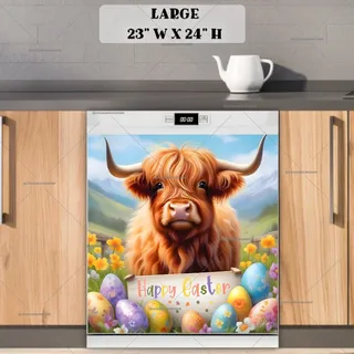 Preview of Easter Highland Cow magnet in Large size.