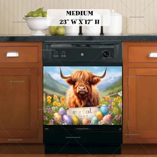 Preview of Easter Highland Cow magnet in Medium size.