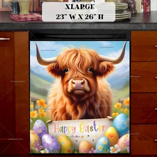 Preview of Easter Highland Cow magnet in Extra Large size.