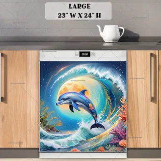 Preview of Jumping Dolphin in the Moonlight magnet in Large size.