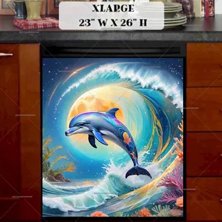 Preview of Jumping Dolphin in the Moonlight magnet in Extra Large size.