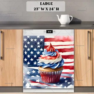 Preview of All American Cupcake and Flag magnet in Large size.