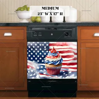 Preview of All American Cupcake and Flag magnet in Medium size.