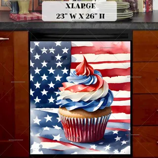 Preview of All American Cupcake and Flag magnet in Extra Large size.