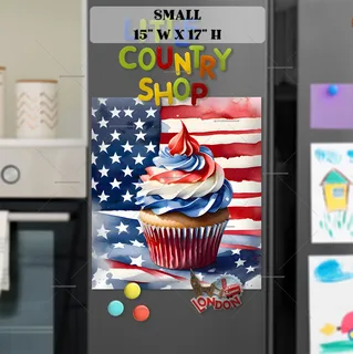 Preview of All American Cupcake and Flag magnet in Small size.