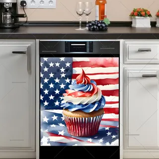 Preview of All American Cupcake and Flag magnet.