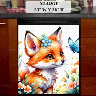 Preview of Baby Fox and Butterfly magnet in Extra Large size.