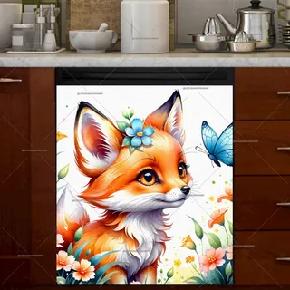 Preview of Baby Fox and Butterfly magnet.