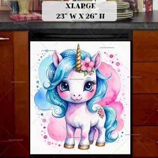 Preview of Pink and Blue Unicorn magnet in Extra Large size.