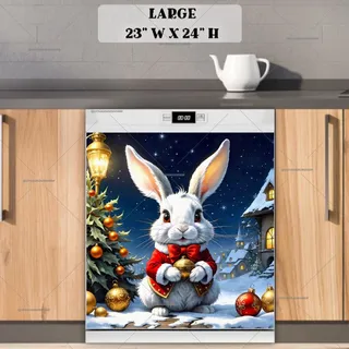 Preview of Victorian Christmas Bunny magnet in Large size.