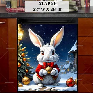 Preview of Victorian Christmas Bunny magnet in Extra Large size.