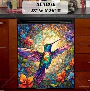 Preview of Stained Glass Hummingbird magnet in Extra Large size.