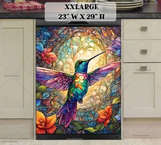 Preview of Stained Glass Hummingbird magnet in XX Large size.