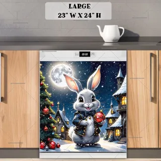 Preview of Victorian Christmas Town and Bunny magnet in Large size.