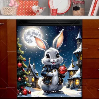 Preview of Victorian Christmas Town and Bunny magnet.