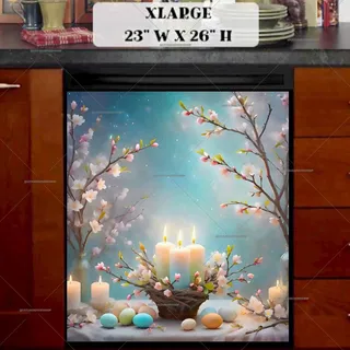 Preview of Beautiful Easter Still Life with Candles magnet in Extra Large size.