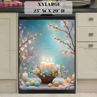 Preview of Beautiful Easter Still Life with Candles magnet in XX Large size.