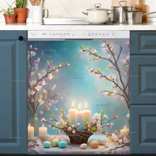 Preview of Beautiful Easter Still Life with Candles magnet.