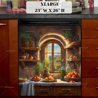 Preview of Tuscan Kitchen Window with a View magnet in Extra Large size.