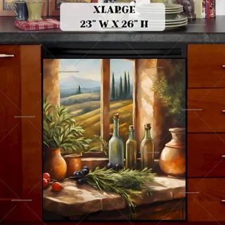 Preview of Kitchen with Olive Oil, Herbs and Fruit magnet in Extra Large size.