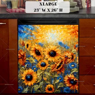 Preview of Stained Glass Summer Sunflowers magnet in Extra Large size.