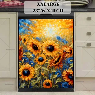 Preview of Stained Glass Summer Sunflowers magnet in XX Large size.