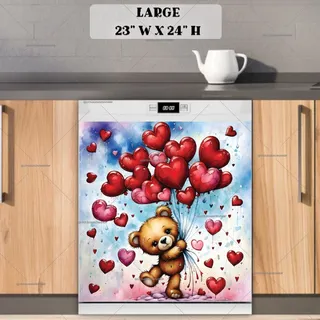 Preview of Valentine’s Teddy Bear with Balloons magnet in Large size.