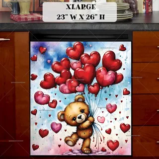 Preview of Valentine’s Teddy Bear with Balloons magnet in Extra Large size.