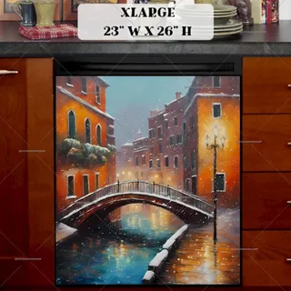 Preview of Snowy Bridge in Venice magnet in Extra Large size.